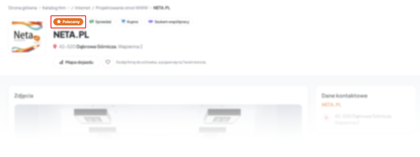 Wpis z usługą Link sponsorowany w szczegółowym opisie